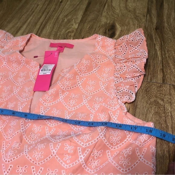 NWT $158 USD Lilly Pulitzer Keila Eyelet Top Peach Hyacinth Size 8 Floral Eyelet - Picture 8 of 10
